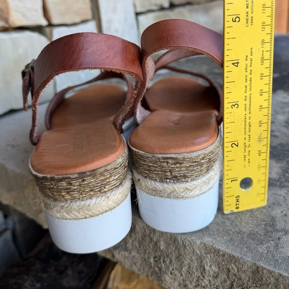 Bertuchi Women's Brown Leather Espadrille Wedge Sandals Ankle Strap Sz-40(9.5) P